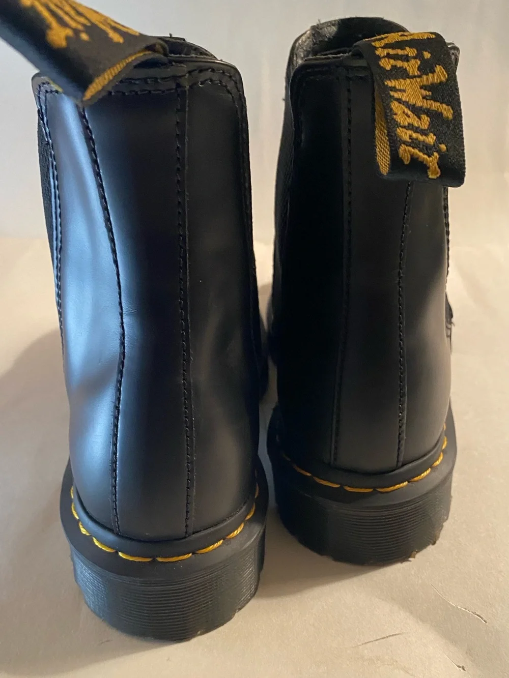 Dr. Martens Black Chelsea Boots with Yellow Stitching